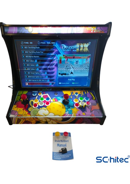 4khd 3D Pandora 9800 Arcade Oyunlu Taşınabilir Pandora Masaüstü Kabinli 22INÇ Atari Makinası
