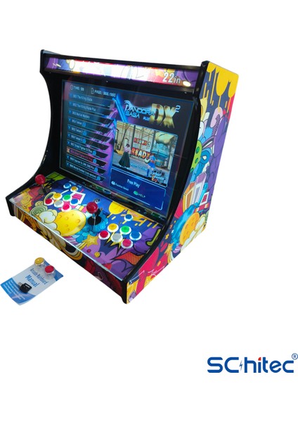4khd 3D Pandora 9800 Arcade Oyunlu Taşınabilir Pandora Masaüstü Kabinli 22INÇ Atari Makinası
