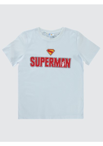 Süperman Erkek Çocuk Tişört 10-13 Yaş Beyaz