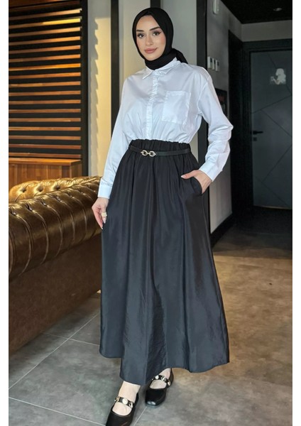 Paraşüt Garnili Kemerli Tesettür Elbise P-00017012 fiyatları