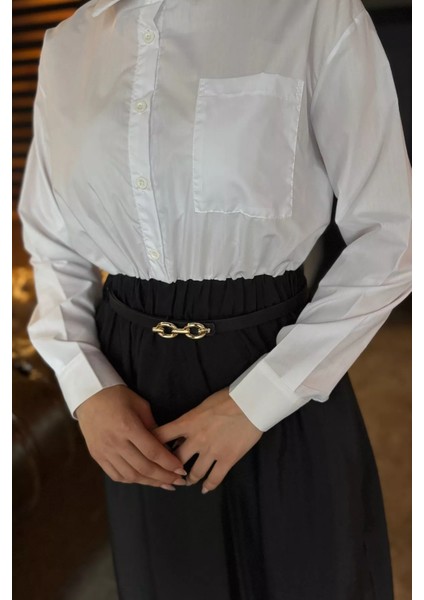 Paraşüt Garnili Kemerli Tesettür Elbise P-00017012 modelleri