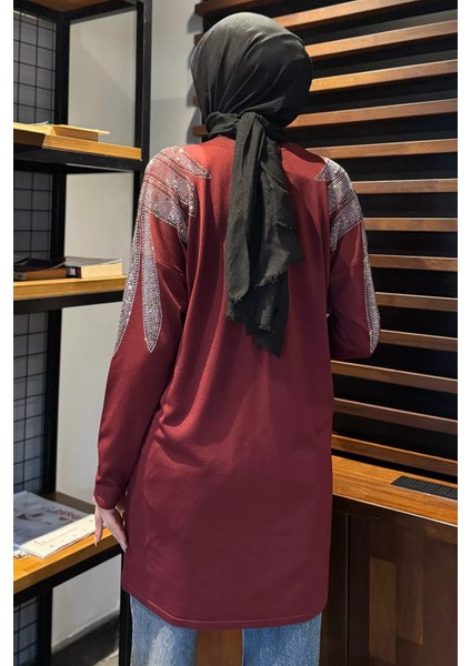 Omuz Taşlı Tesettür Triko Hırka P-00017011