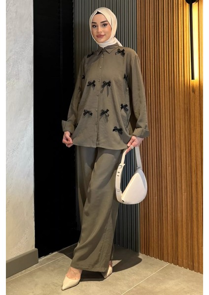 Kadın Fiyonk Detaylı Tesettür Gömlek Pantolon Ikili Takım P-00016872 fiyatları