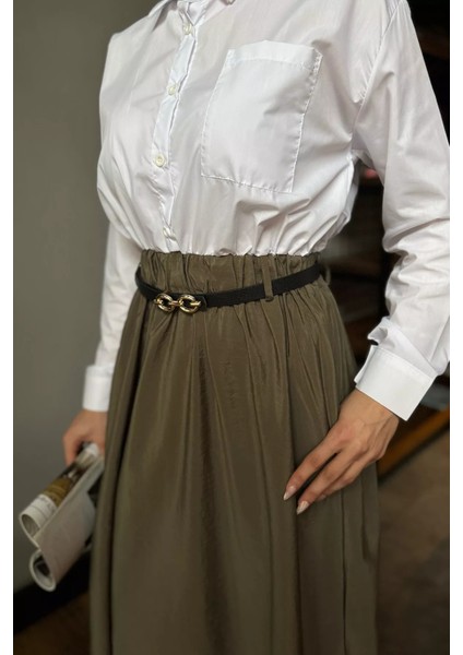 Paraşüt Garnili Kemerli Tesettür Elbise P-00017012 modelleri