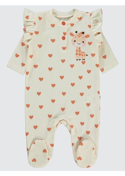 Kız Bebek Patikli Tulum 1-6 Ay Fildişi