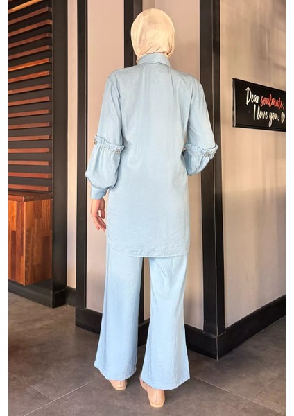 Taş Detaylı Tunik Pantolon Tesettür Ikili Takım P-00016680