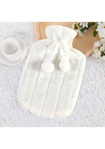 2 Litre Ponponlu Peluş Sıcak Su Torbası Birinci Sınıf Kauçuk Malzeme