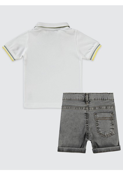Erkek Bebek Şortlu Takım 6-18 Ay Beyaz fiyatları