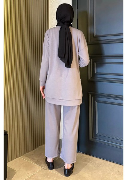 Leopar Desenli Büyük Beden Tunik Pantolon Tesettür Ikili Takım P-00016552 fırsatları