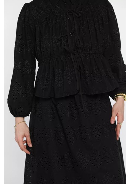 Kadın Ön Bağlamalı Fistolu Bluz Etek Tesettür Ikili Takım P-00016822 fırsatları