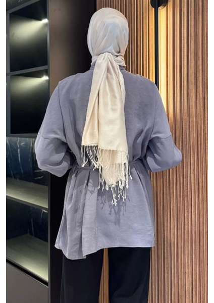 Kadın Ön Büzgü Detaylı Bel Bağlamalı Tesettür Tunik P-00016783