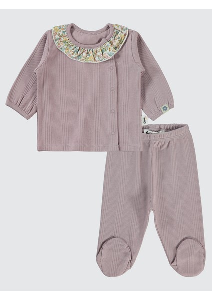 Kız Bebek Pijama Takımı 1-6 Ay Soft Lila