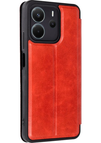 Xiaomi Redmi Note 14 4g Kılıf Flip Cover - Kırmızı Ynsmr