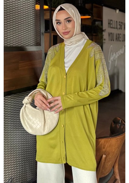 Omuz Taşlı Tesettür Triko Hırka P-00017011