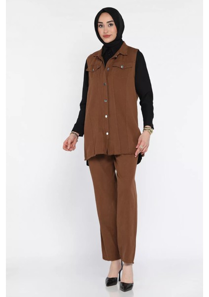 Tesettür Gabardin Yelek Pantolon Ikili Takım P-00016685