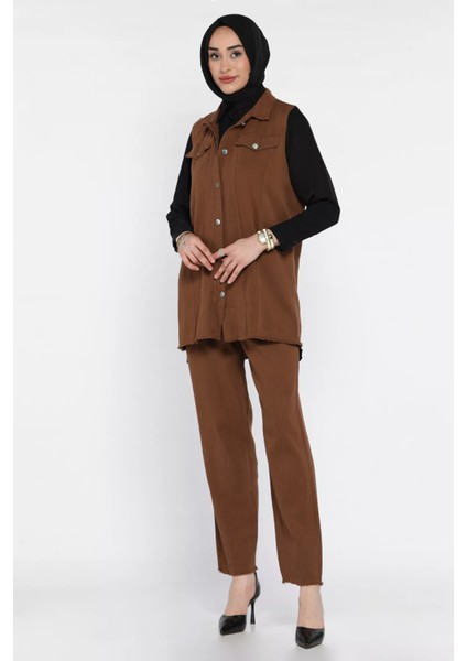 Tesettür Gabardin Yelek Pantolon Ikili Takım P-00016685