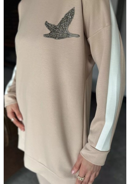 Büyük Beden Renk Garnili Taş Işlemeli Tunik Pantolon Tesettür Ikili Takım P-00016556 modelleri