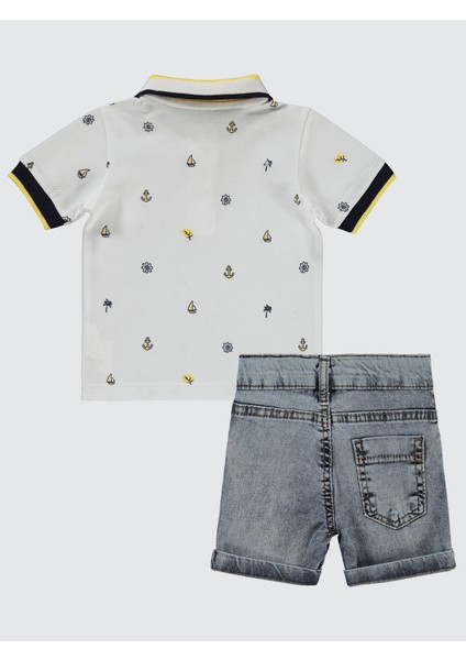 Erkek Bebek Şortlu Takım 6-18 Ay Beyaz fiyatları