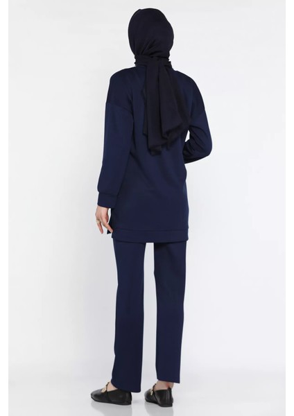 Bisiklet Yaka Taşlı Tesettür Tunik Pantolon Ikili Takım P-00016547 modelleri