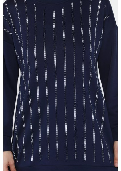 Bisiklet Yaka Taşlı Tesettür Tunik Pantolon Ikili Takım P-00016547 fırsatları