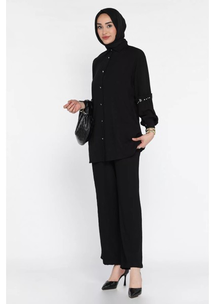 Taş Detaylı Tunik Pantolon Tesettür Ikili Takım P-00016680