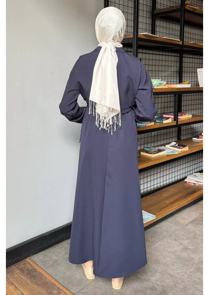 Yan Bağlamalı Bluz Kombinli Tesettür Elbise P-00016364