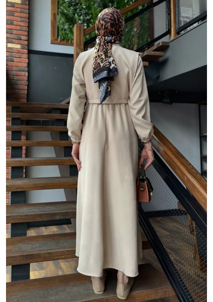 Yan Bağlamalı Bluz Kombinli Tesettür Elbise P-00016364