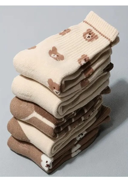 5'li Ekonomik Paket Teddy Bear Ayıcıklı Unisex Tenis Çorap Seti