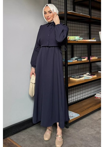 Yan Bağlamalı Bluz Kombinli Tesettür Elbise P-00016364 fiyatları