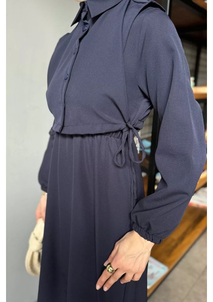 Yan Bağlamalı Bluz Kombinli Tesettür Elbise P-00016364 modelleri