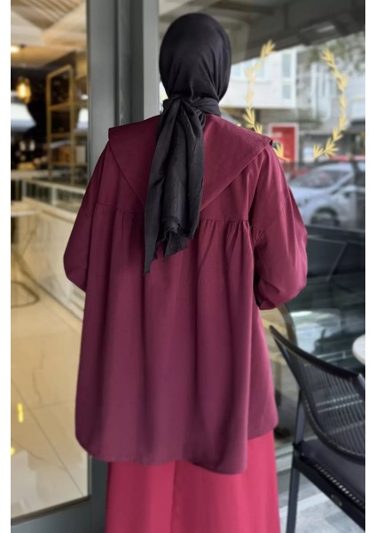 Yaka Taş Detaylı Oversize Tesettür Tunik P-00016426