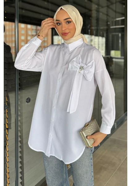 Kurdele Detaylı Taşlı Tesettür Tunik P-00016425