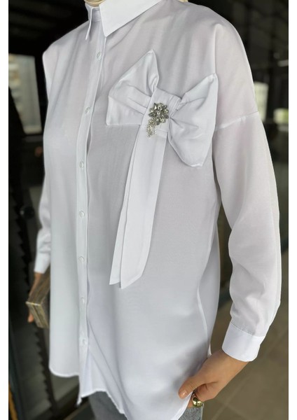 Kurdele Detaylı Taşlı Tesettür Tunik P-00016425