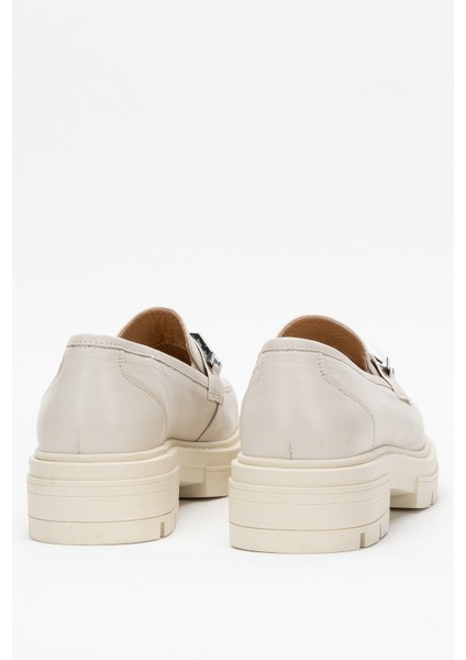 Kadın Loafer Kalın Taban Tokalı Makosen Ayakkabı Br 44282 Bej modelleri