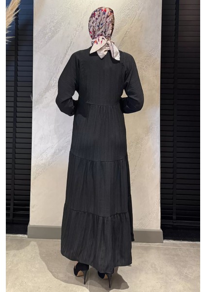 Düğme Detaylı Fırfırlı Tesettür Elbise P-00016362 fırsatları