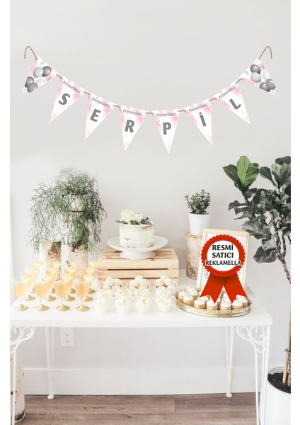 Model 189 Kişiye Özel Isimli Yazılı Banner Doğum Günü Süsü Flama Bayrakları