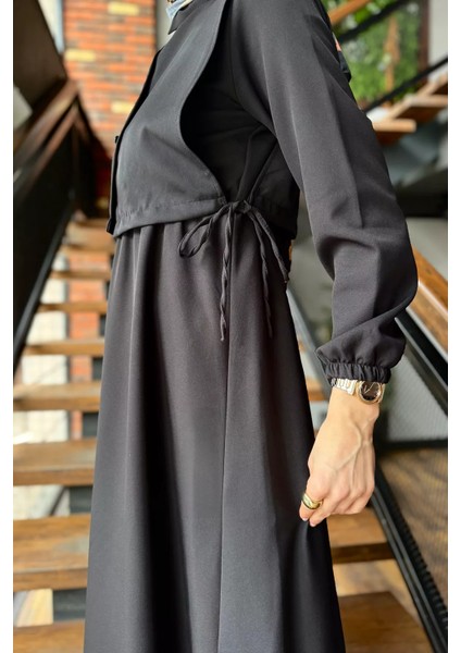 Yan Bağlamalı Bluz Kombinli Tesettür Elbise P-00016364 modelleri