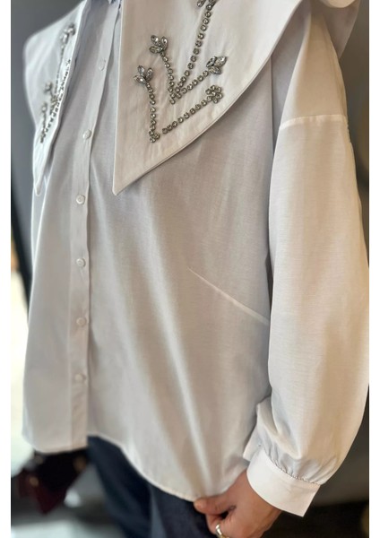 Yaka Taş Detaylı Oversize Tesettür Tunik P-00016426 modelleri