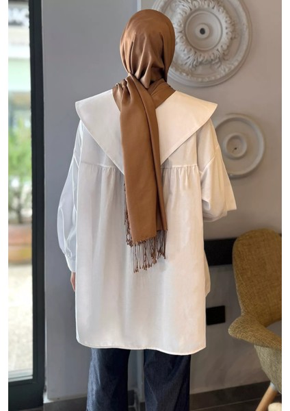 Yaka Taş Detaylı Oversize Tesettür Tunik P-00016426 fırsatları