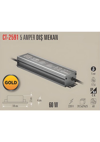 5 Amper Şerit LED TRAFOSU(60W)DIŞ Mekan fiyatları