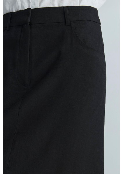 Siyah Marie Maxi Keten Etek