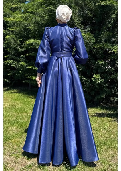 Kadın Ön Drapeli Omuz Detaylı Bel Taşlı Kuşaklı Prenses Model Tesettür P-00016300 fırsatları