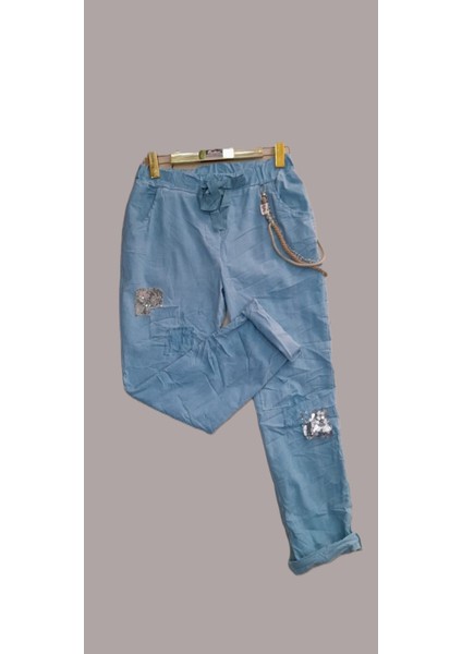 Ithal Mint Zincirli Pullu Pantolon