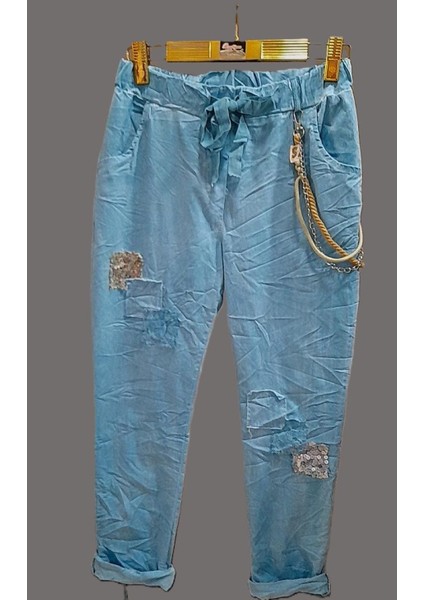 Ithal Mint Zincirli Pullu Pantolon