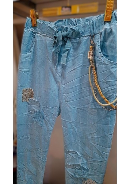 Ithal Mint Zincirli Pullu Pantolon