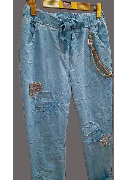 Ithal Mint Zincirli Pullu Pantolon