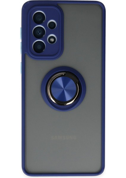 Samsung Galaxy A33 5g Kılıf Montreal Yüzüklü Silikon Kapak - Lacivert Ynsmr