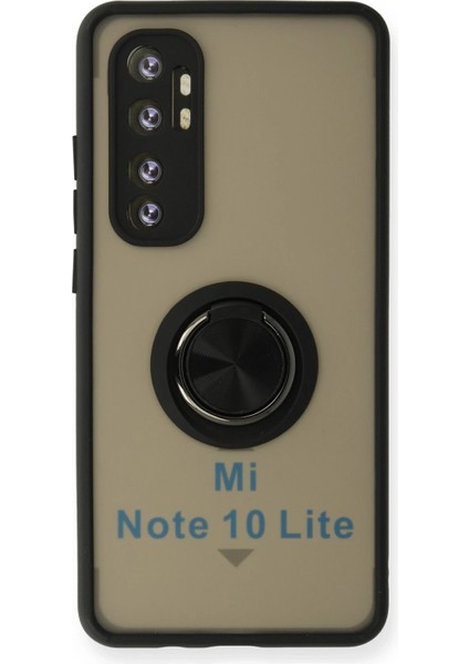 Xiaomi Mi Note 10 Lite Kılıf Montreal Yüzüklü Silikon Kapak - Siyah Ynsmr