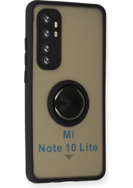 Xiaomi Mi Note 10 Lite Kılıf Montreal Yüzüklü Silikon Kapak - Siyah Ynsmr