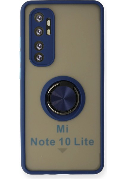 Xiaomi Mi Note 10 Lite Kılıf Montreal Yüzüklü Silikon Kapak - Lacivert Ynsmr
